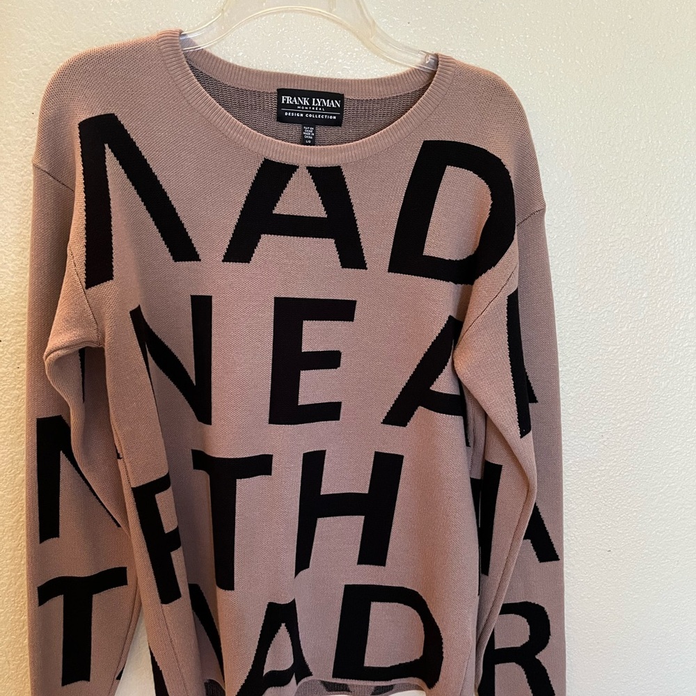 Frank Lyman Beige and Black Graphic Sweater